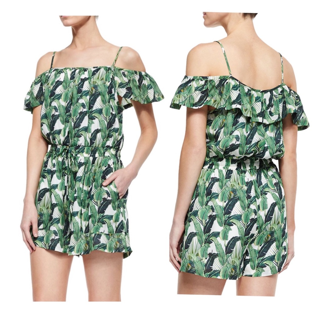 •Rebecca Minkoff ‚Ashby‘ palm leaf silk romper•